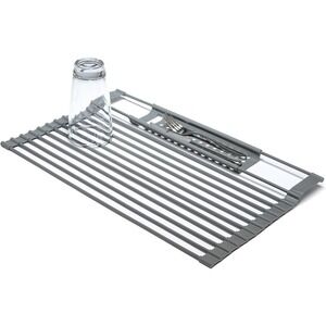 Goodful Roll Away Multipurpose Dish Drying Rack in Gray, Size L​​​​